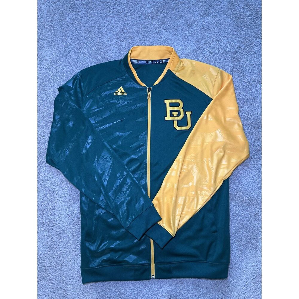 Mens Adidas‎ Green Yellow Baylor Bears University Jacket NCAA Athletic Medium